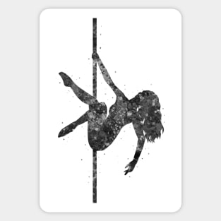 Pole dance girl black and white Sticker